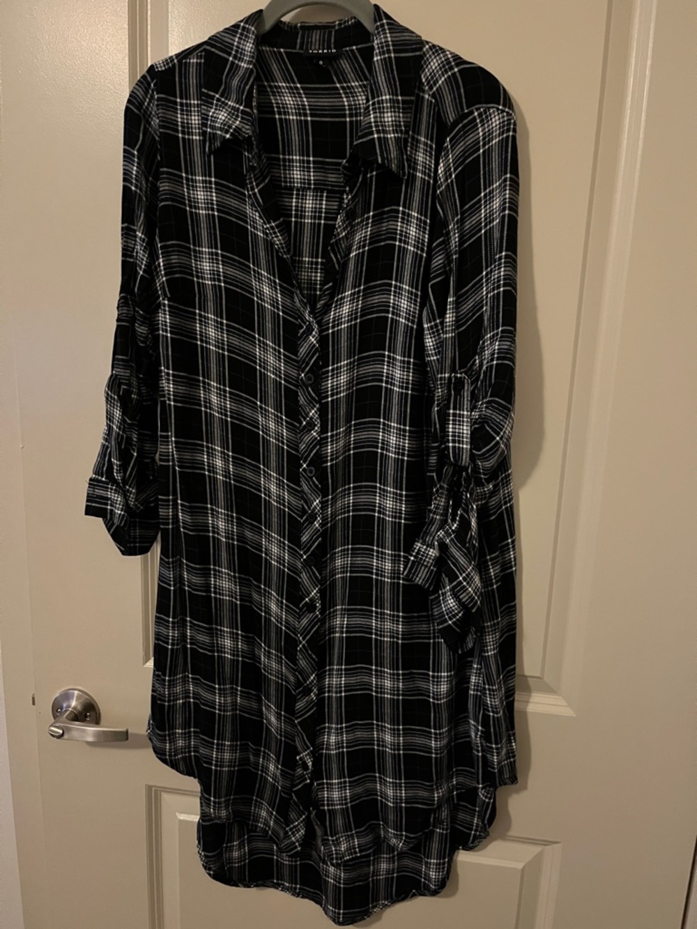 torrid Black and White Plaid Shirt dress grunge 90s edgy size 0